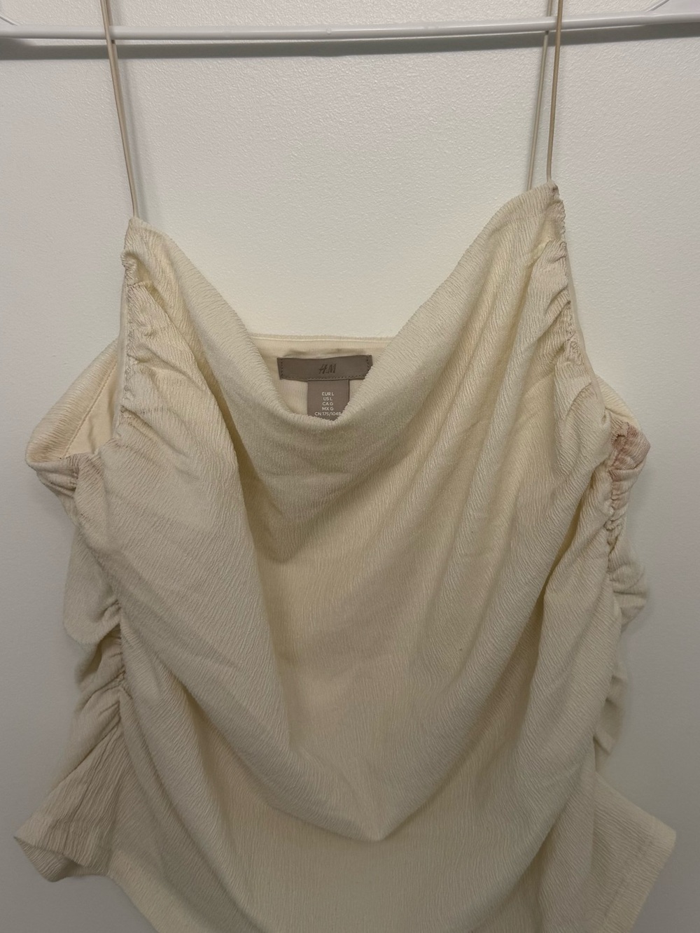 H&M Cream Ruched Cowl Neck Camisole